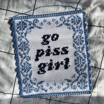 Go p*ss girl tapestry