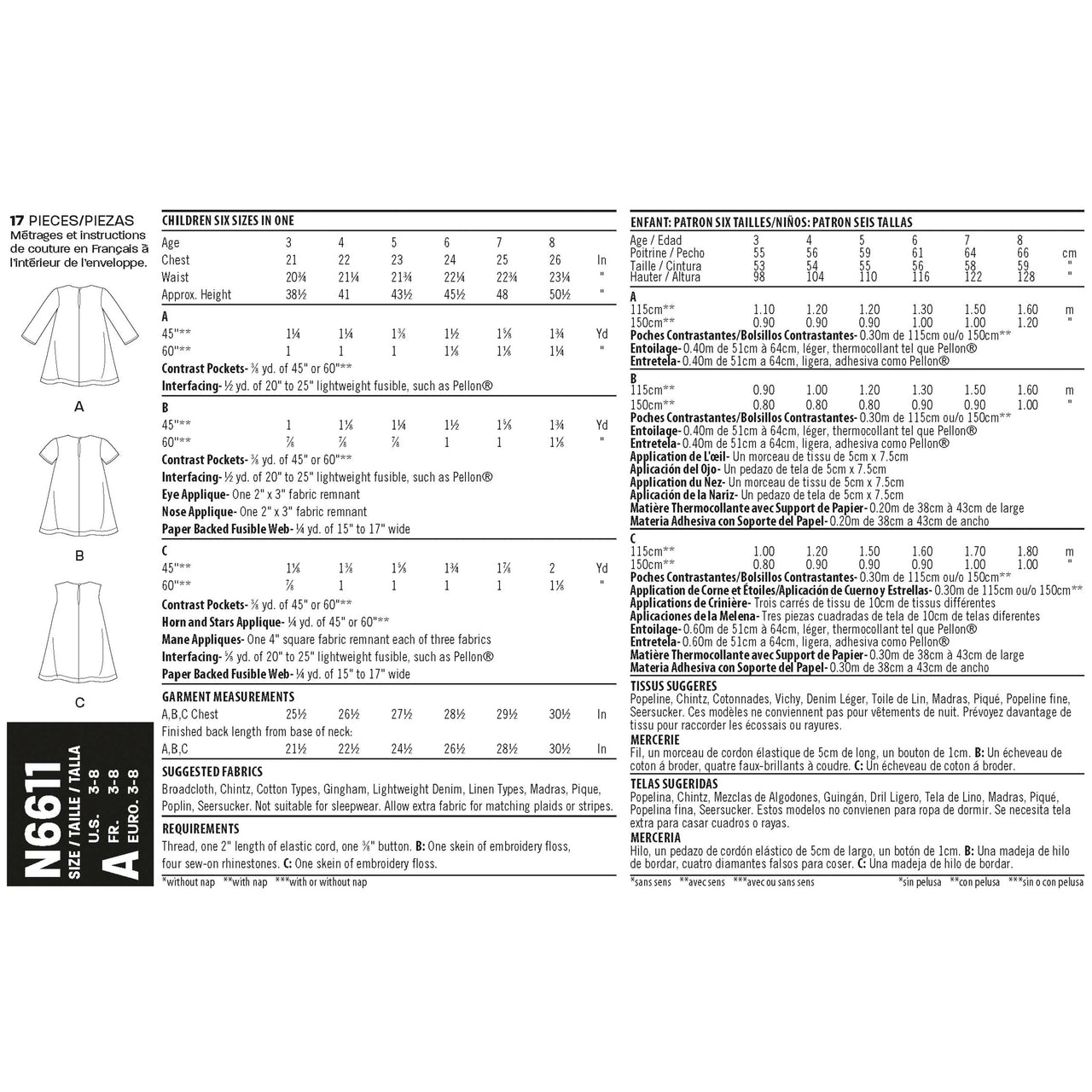 New Look N6611 Children's Novelty Dress 6611 - Paper Pattern, Size 3-4-5-6-7-8