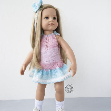 Outfit Flower knitting flat for 18 in doll