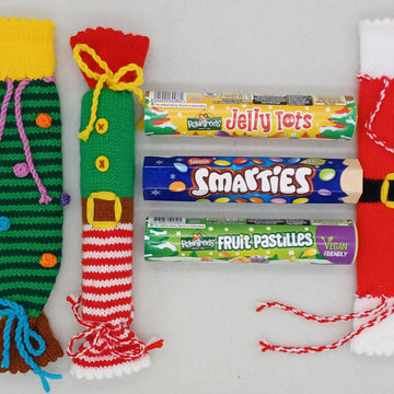 Christmas Sweet Tube Knitting Pattern Smarties Jelly Tots Fruit Pastilles