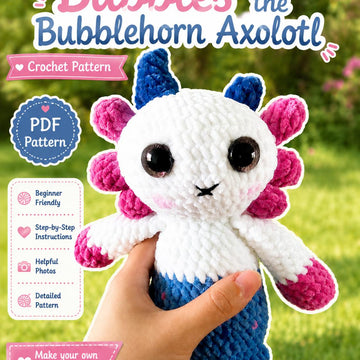 Bubbles the Bubble horn Axolotl Amigurumi, crochet pattern