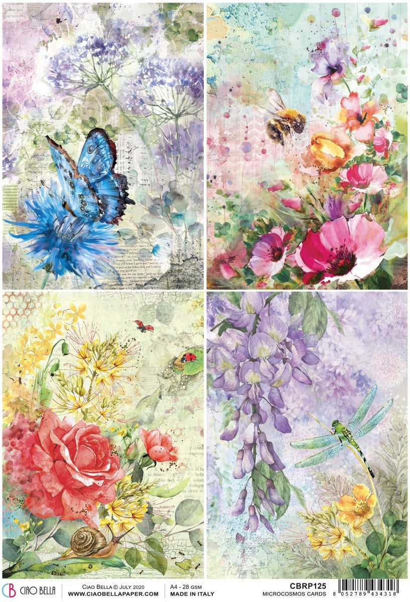 Ciao Bella Rice Paper Sheet A4 5/Pkg - Microcosmos Cards