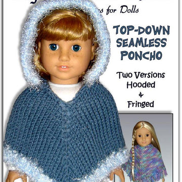 Easy poncho knitting pattern, fits American Girl and 18 inch Dolls