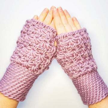 Star Stitch Fingerless Mittens