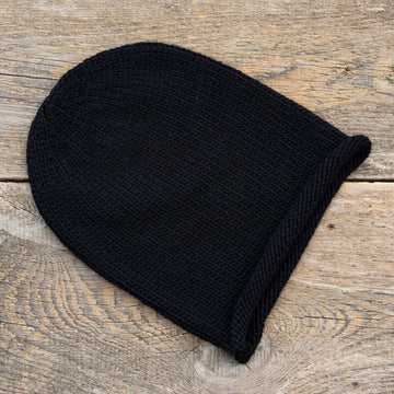 Knitting Pattern Rolled Brim Slouchy Beanie
