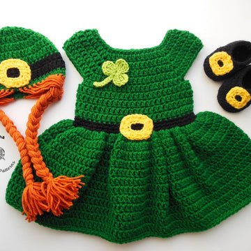 Leprechaun Baby Hat, Dress and Shoes Outfit