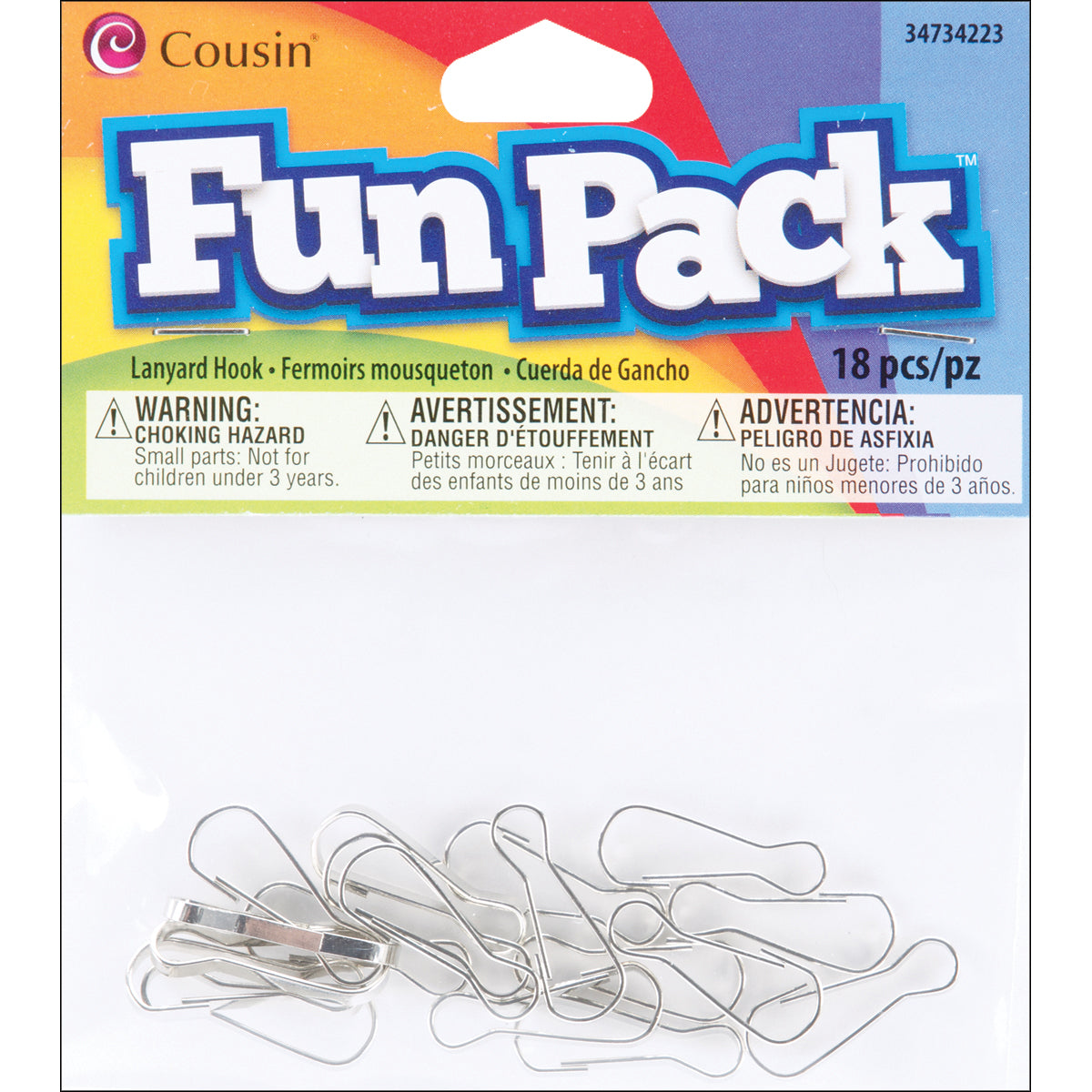 Cousin Fun Pack Lanyard Hooks 18/Pkg - Silver