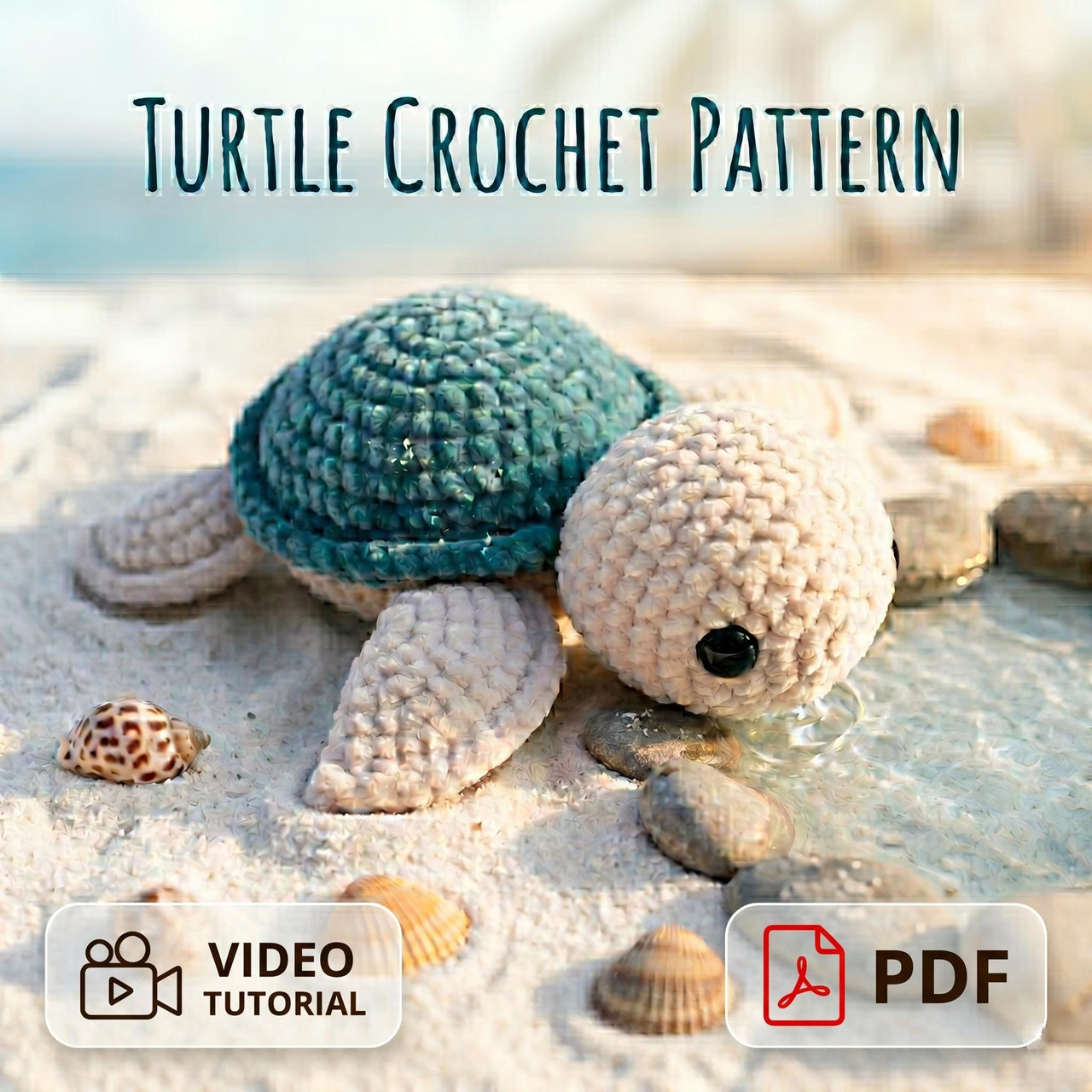 Crochet Turtle Pattern Amigurumi PDF Stuffed Baby Animal Plushie