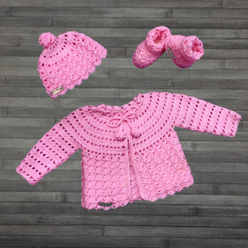 Luna Cardigan Hat and Booties Set