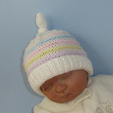 Baby Candy Stripe Topknot Beanie Hat