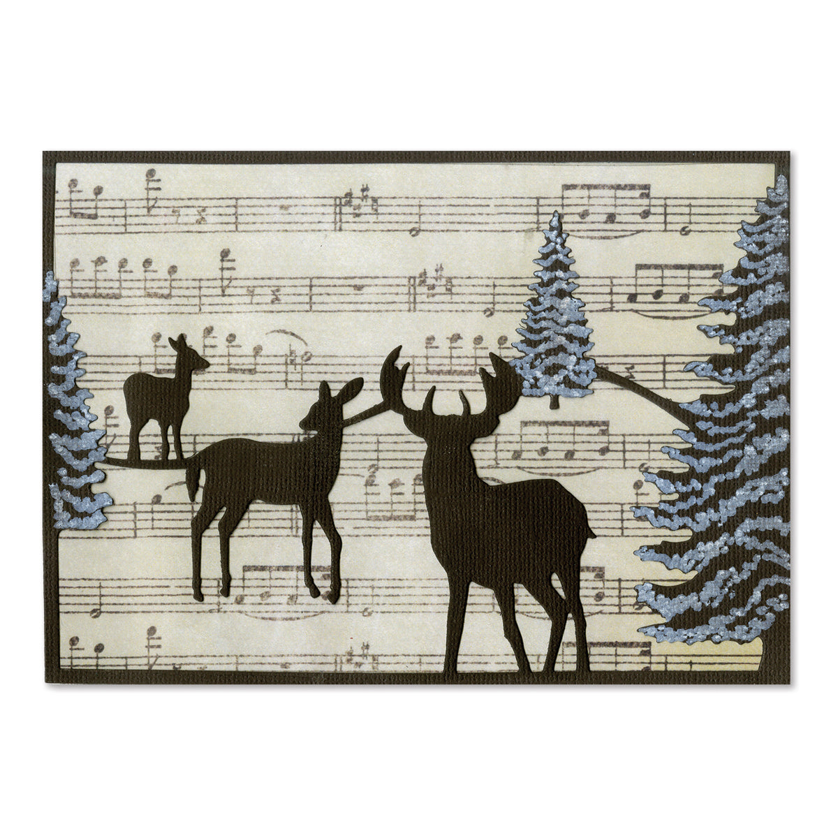 Sizzix Thinlits Die - Winter Deer Card Front For A6