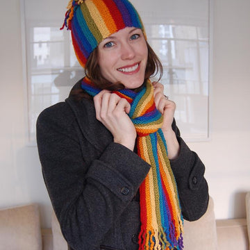 Rainbow Hat and Scarf to Knit
