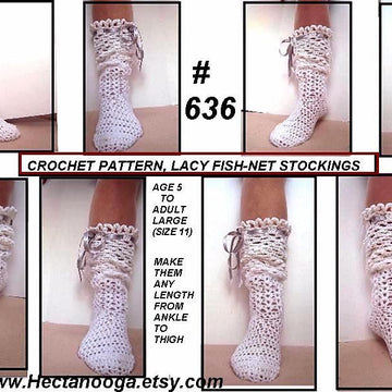 636 LACY FISH-NET CROCHET STOCKINGS