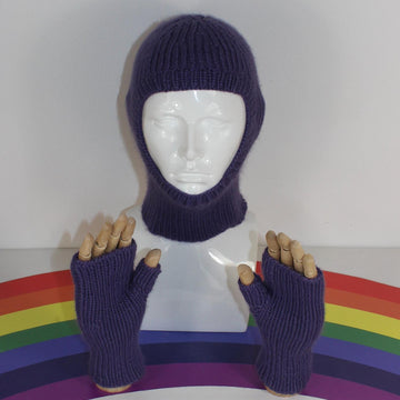 Adult & Teen Aran Rib Balaclava & Matching Gloves