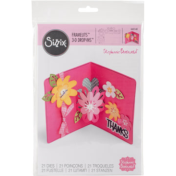 Sizzix Framelits Dies By Stephanie Barnard 21/Pkg - Flowers Drop-Ins Card