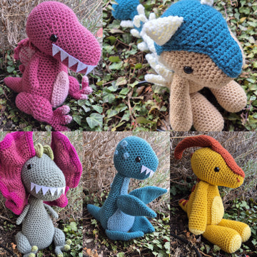 Dinosaur Set Collection Ankylosaurus Dilophosaurus Parasaurolophus Plesiosaurus Spinosaurus crochet amigurumi Jurassic