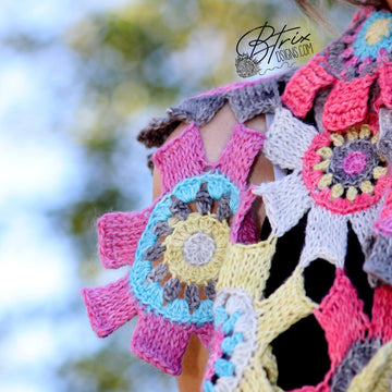 Tunisian Frills n Flowers Scarf