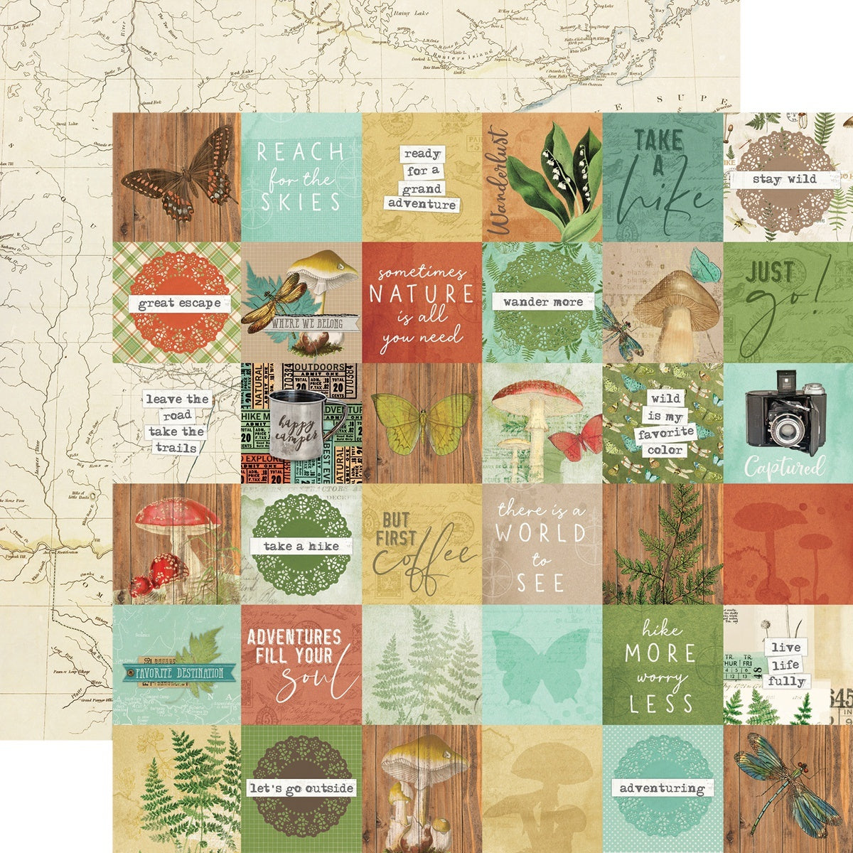 Simple Stories Simple Vintage Great Escape Double-Sided Cardstock 12"X12" 25/Pkg - 2"X2" Elements