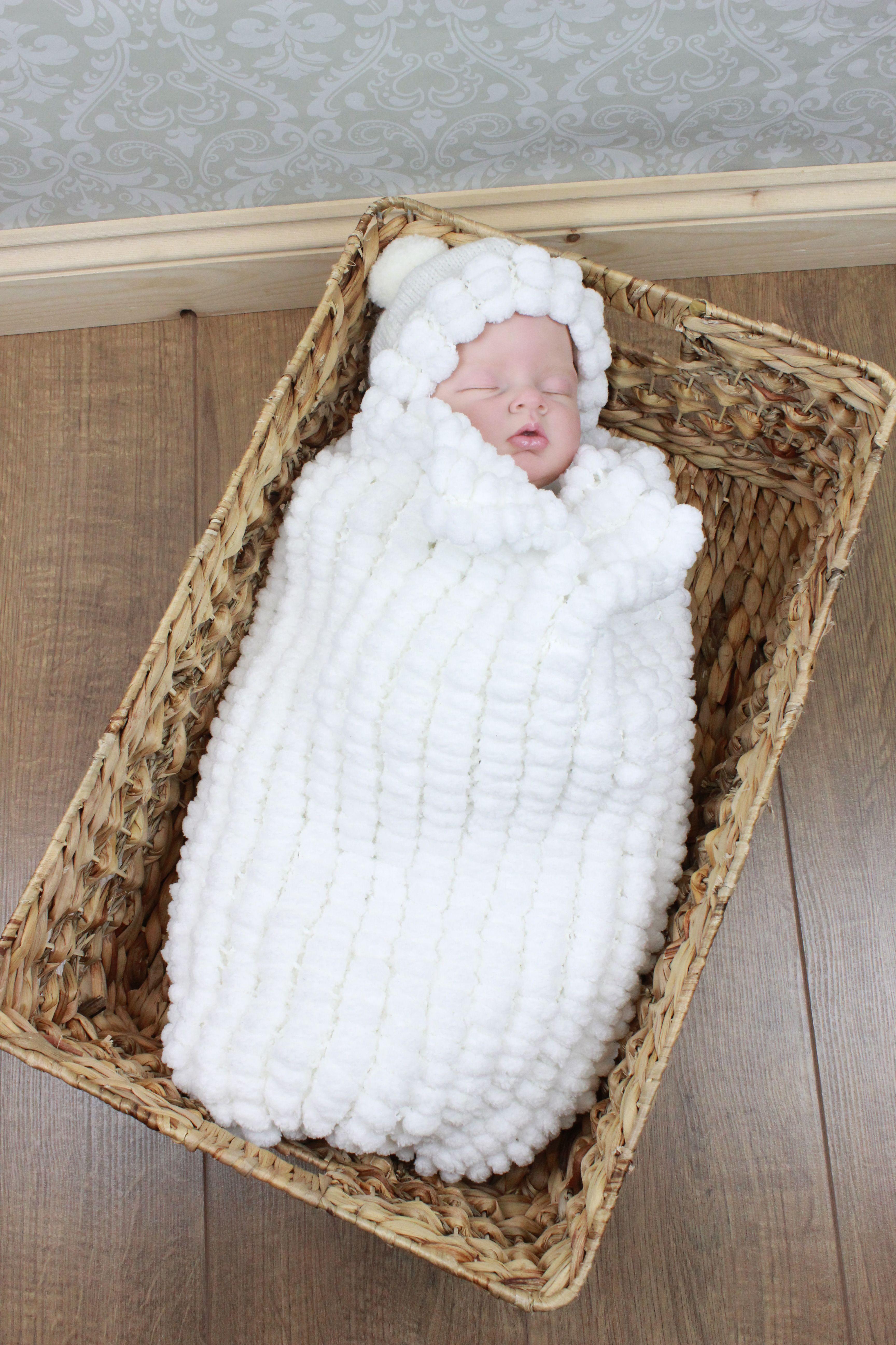 Knitting Pattern baby pompom cocoon  #203