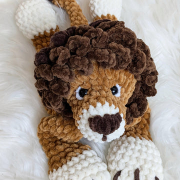 Crochet snuggler pattern, crochet lion baby lovey blanket pattern