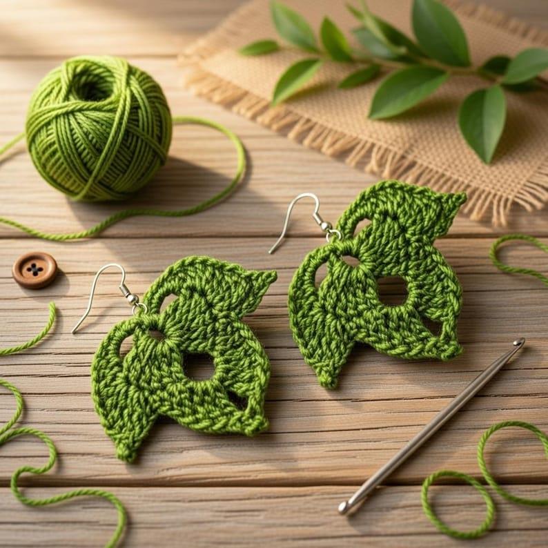 Crochet Leaf Errings + Video Tutorial