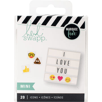 American Crafts Heidi Swapp Lightbox Mini Inserts 20/Pkg - Emoji Icons