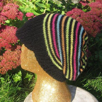 Silk Stripey Peak Slouch Hat