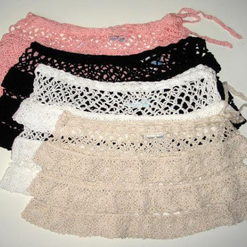Crochet pin-up lacy ruffled skirt with mesh details.