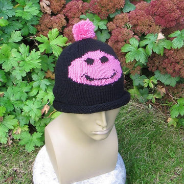 FREE Smiley Roll Brim Bobble Beanie