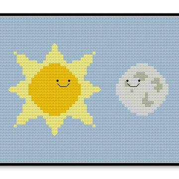 Sun and Moon Kawaii - PDF Cross Stitch Pattern