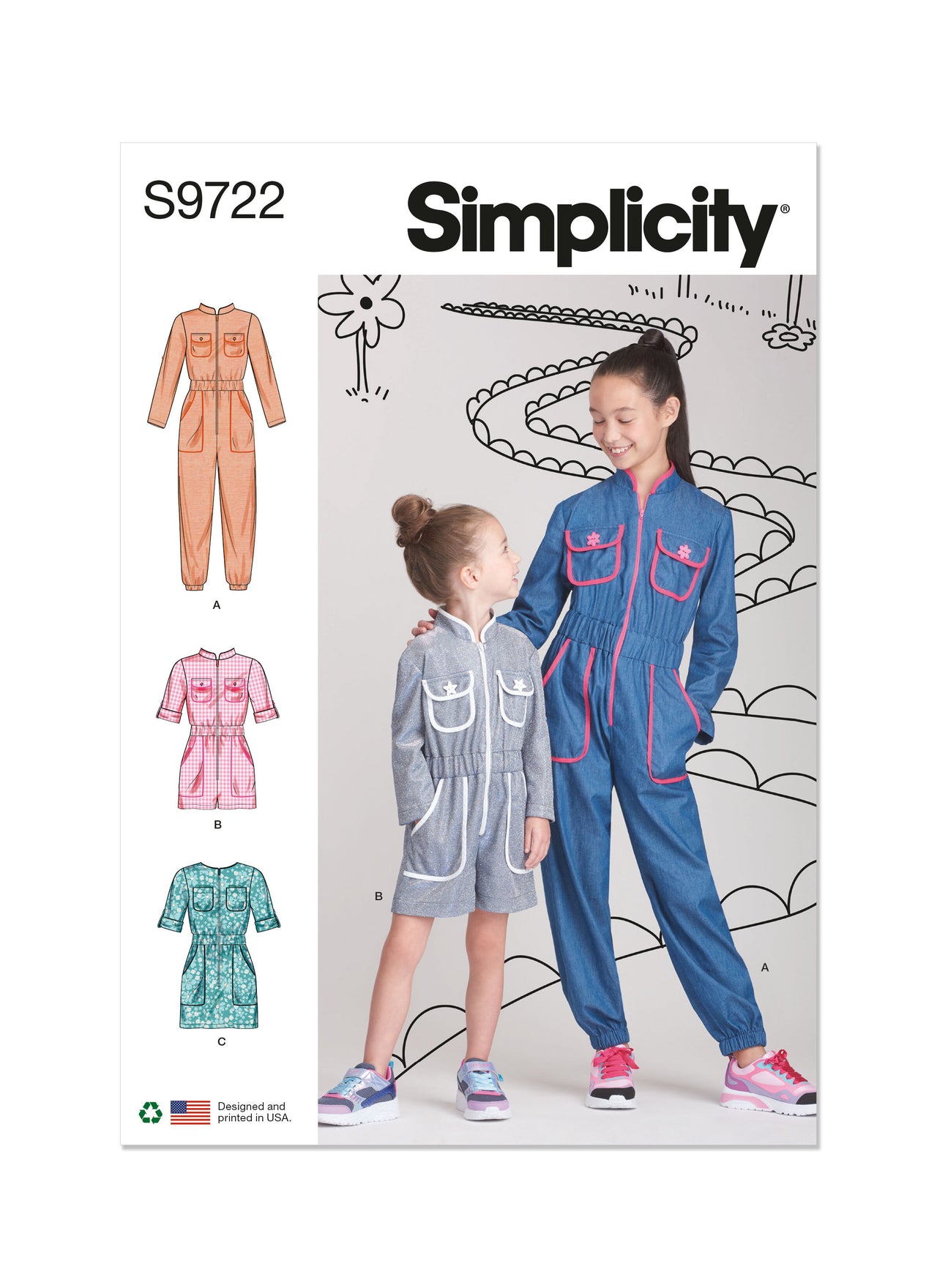 Simplicity Children's and Girls' Jumpsuit, Romper and Dress S9722 - Sewing Pattern