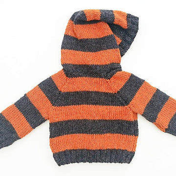 Striped Raglan Jumper Cardigan Opt. Hood