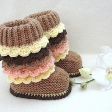 Knit Crochet PATTERN Baby Booties and Hat by Elena Mitchell