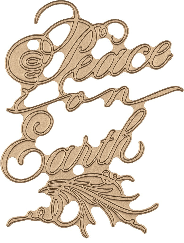 Spellbinders Glimmer Hot Foil Plate - Copperplate Script Peace On Earth