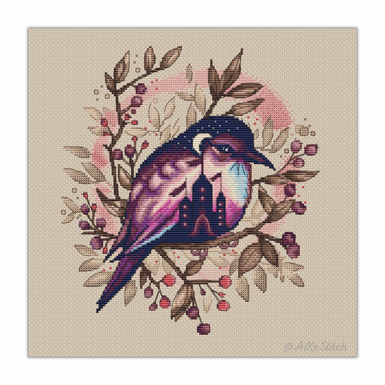 Twilight Bird Cross Stitch PDF Pattern