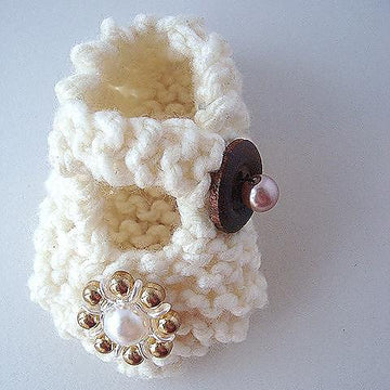 339, KNIT FLAT MARY JANE BOOTIES/SLIPPERS