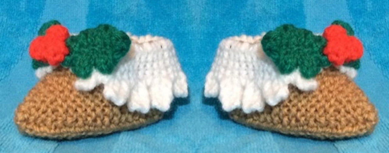 Christmas Pudding Baby Booties