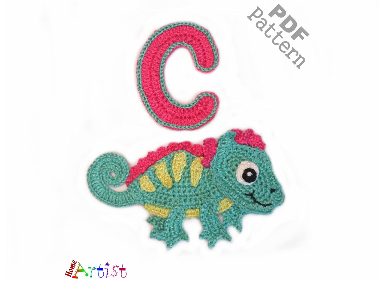 Crochet Animal Alphabet C Chameleon pattern