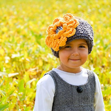 Chunky Ribbed Earwarmer Headband with Rose