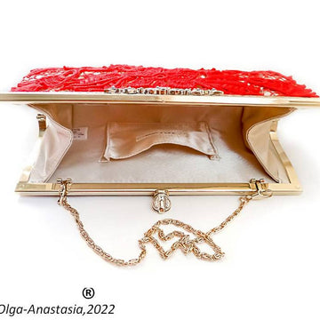 Red lace handbag