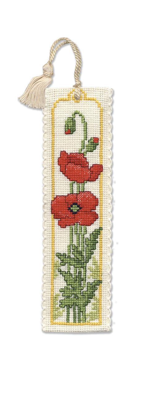 Textile Heritage Poppies Bookmark Cross Stitch Kit - 19cm x 5cm
