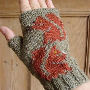 Red Squirrel fingerless mitts