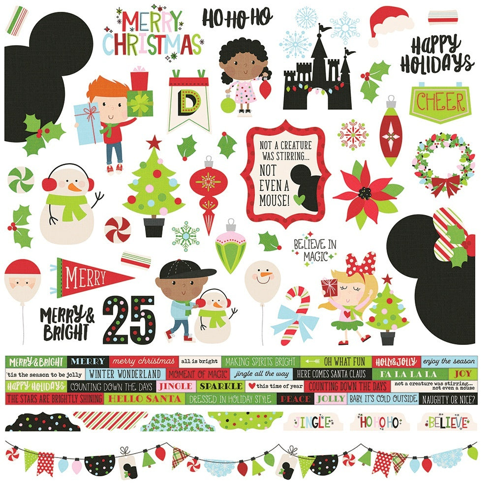 Simple Stories Say Cheese Christmas Cardstock Stickers 12"X12" - Combo