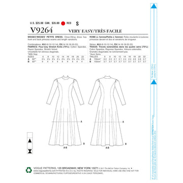 Vogue Misses'/Misses' Petite Knit, Fit-And-Flare Dresses V9264 - Sewing Pattern