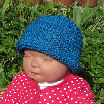 Baby Simple Garter Stitch Roll Brim Beanie Hat