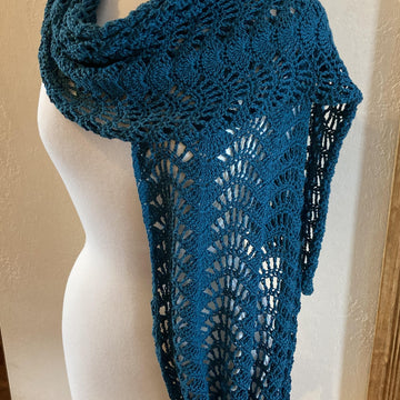 Abigail Crochet Sideways Shawl Feather and Fan Stitch