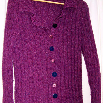Plum Ribbed Cardigan