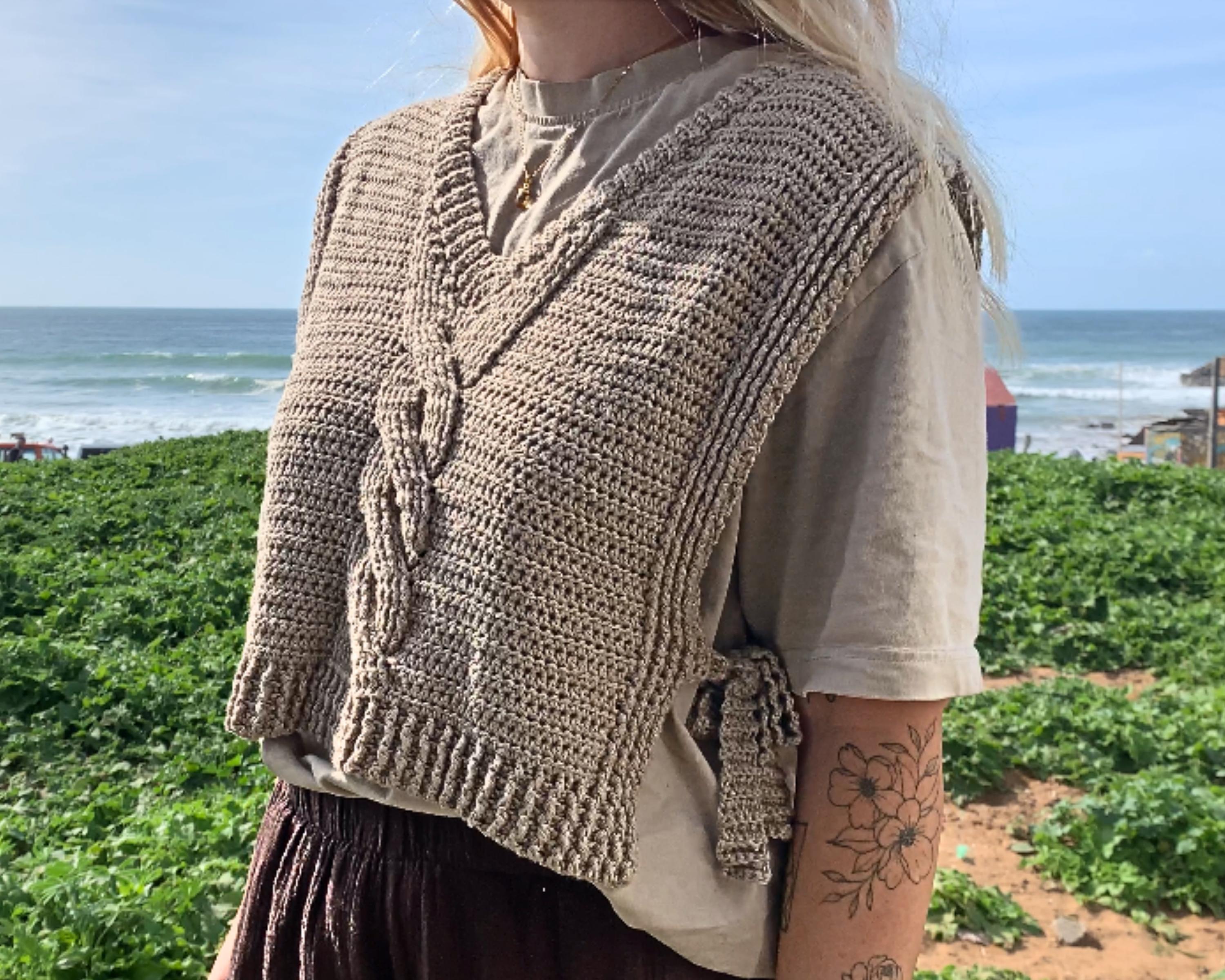 Crochet cable vest