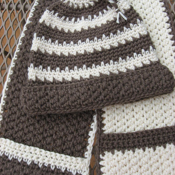 Hot Chocolate and Vanilla Swirl Hat and Scarf Set