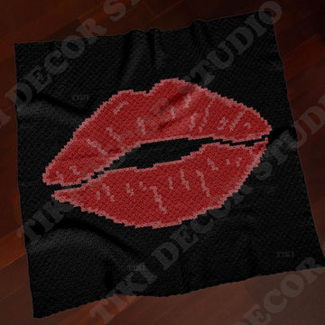 C2C Kiss Me Blanket Crimson Lips Graphgan Valentine's Day Throw CROCHET PATTERN
